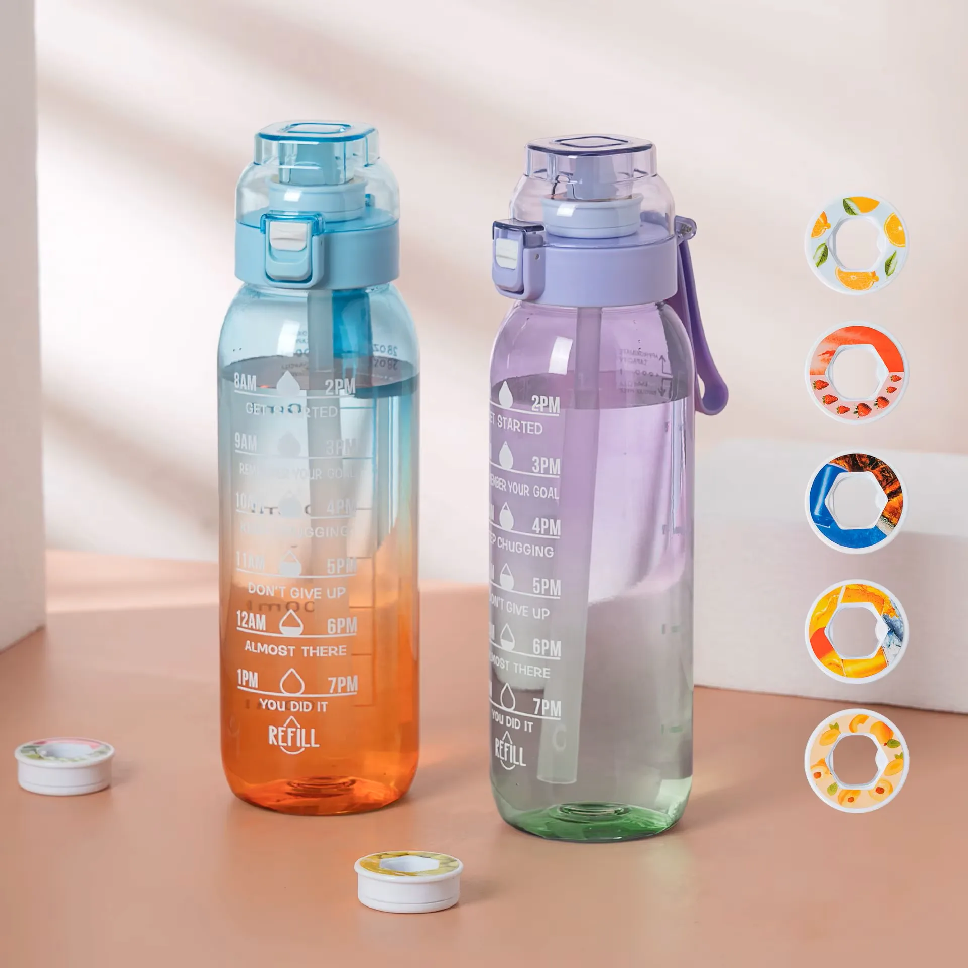 1L Drinking Met Smaken air Scent Fruit Flavour up Tritan Water Bottle With Flavor Pod